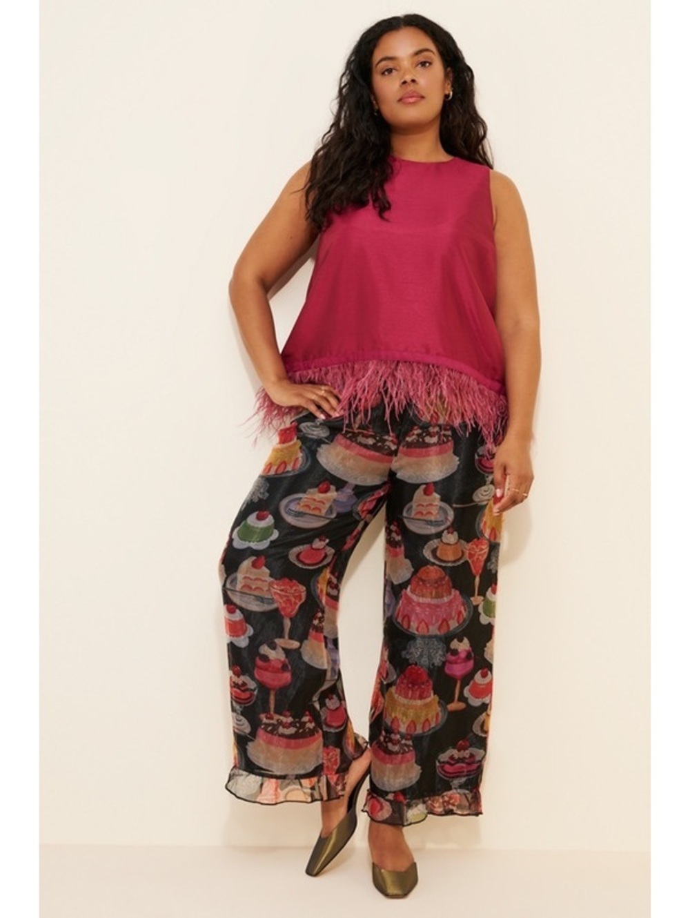LISA SAYS GAH LIORA RUFFLE SHEER LINED PANTS